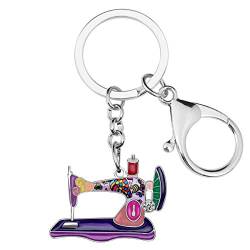 DALANE Emaille Legierung Kristall Schlüsselanhänger Nähmaschine Auto Schlüsselring Schmuck Geschenke für Damen Mädchen Handtasche Dekor (Lila) von DALANE