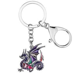 DALANE Emaille Legierung Neuheit Drache Schlüsselanhänger Dinosaurier Schlüsselanbund Mode Schmuck für Damen Mädchen Geschenke (Violett) von DALANE