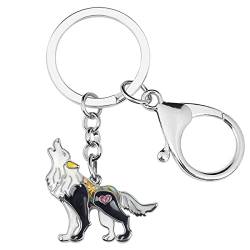 DALANE Emaille Legierung Neuheit Wolf Schlüsselanhänger Auto Schlüsselring Schmuck Wolf Geschenke für Damen Mädchen Kinder Brieftasche Charms (Schwarz) von DALANE