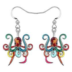 DALANE Emaille Legierung Süße Oktopus Ohrringe Tintenfisch Baumeln Neuheit Ozean Tiere Schmuck Geschenke für Damen Mädchen (Mehrfarbig) von DALANE
