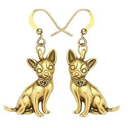 DALANE Zinklegierung Süße Chihuahua-Hund Ohrringe Baumeln Haustiere Welpen Schmuck Chihuahua-Geschenke für Damen Mädchen Kinder (Antik versilbert C) von DALANE