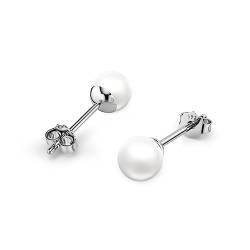 Damen Perlenohrringe 5mm Perlen ohrstecker Ohrringe 925er Sterling silber von DALARAN