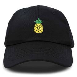 DALIX Ananas-Mütze Unstrukturierte Baumwolle Baseball Cap, schwarz, Large von DALIX