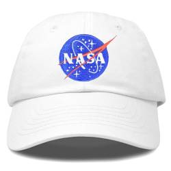 DALIX NASA Hat Baseball Cap Washed Cotton Embroidered Logo Pigment Dyed, Weiss/opulenter Garten, Einheitsgröße von DALIX