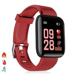 DAM ID116 Smart-Armband, Bluetooth 4.0, Farbdisplay, Herzfrequenzmonitor, Puls- und Multisportmodus, Rot, Medium (DMAB0248C50), rot, Mediano, Casual von DAM
