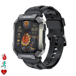 DAM PG333 Smartwatch für den Außenbereich, wasserdicht, 5 ATM, Staub- und schlagfest, mit Herzfrequenz-, Spannungs- und O2-Monitor im Blut, 5,4 x 1,3 x 4,4 cm, Farbe: Schwarz, Normal von DAM