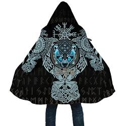 Fenrir Wolf Tattoo Men's Warm Thickened Parker Jacket Viking mittellange Winter Lammfell lässige Langarm-Kapuzenjacke Nordische Kleidung Outdoor-Aktivitäten Kapuze gepolsterte Windjacke ( Color : Fenr von DAMATA