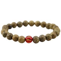 DAMEINV Bodhi Armbänder, Meditations Armbänder, 1 Stück Naturholz-Armband, Flügel aus Holz, Perlenarmbänder, sechste Mantra-Perlen, Armbänder for Männer, Rot (Farbe: Weiß) (Color : Red) von DAMEINV
