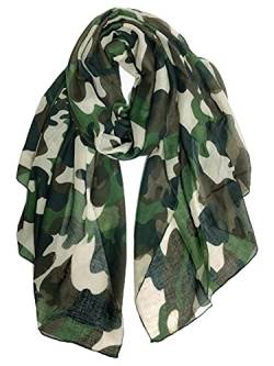 DAMILY Damen Schal Lange Camouflage Schals Leichte Baumwolle Tücher (Armee Grün) von DAMILY