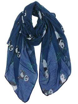 DAMILY Damen Schal Panda Schal, süßer Schal für Damen Gr. Medium, dunkelblau von DAMILY