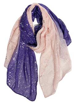 DAMILY Frauen Baumwolle Schals Lange Pailletten Gedruckt Wraps Mode Hijab Schal Groß (Lila) von DAMILY