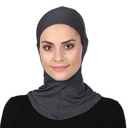 DAMILY Instant Kopftuch Damen Hijab Schwarz Stretch Jersey Khimar Niqab Kopftücher Full Neck Abdeckung Modal Sport Hijab Untertuch für Frauen (Grau) von DAMILY