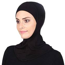 DAMILY Instant Kopftuch Damen Hijab Schwarz Stretch Jersey Khimar Niqab Kopftücher Full Neck Abdeckung Modal Sport Hijab Untertuch für Frauen von DAMILY