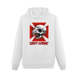 DAMIN Mens Retro Tony Hawk White Hoodies Pullover Sweatshirts M von DAMIN