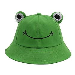 DAMX Bucket Hut Unisex Fischerhut Cap Frosch Eimerhut Beckenhut Damenmütze Outdoor Freizeithut Damenhut Faltbarer Fischerhut für Angeln Wandern Camping Frog Bucket Hat Cute Frog Bucket Hat (Grün) von DAMX