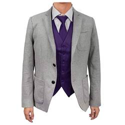 Dan Smith Herren-Weste aus Mikrofaser, modisches Design, für urbane Krawatte, mit Taschen - Violett - 5X-Large von DAN SMITH