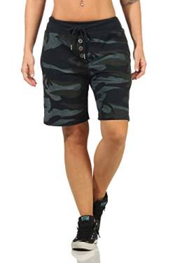 DANAEST Damen Bermuda Shorts Kurze Sporthose Camouflage Tarnhose Army Tarnfleck (663), Farbe:Schwarz, Grösse:XL / 42 von DANAEST