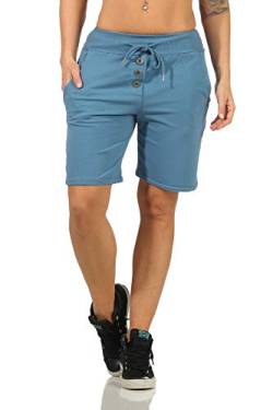 DANAEST Damen Bermuda Shorts Kurze Sporthose Sweatpants Einfarbig Loose (662) (L, Blau) von DANAEST