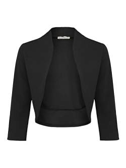 DANAEST Damen Bolero Festlich Strickjacke Elegant Schulterjacke 3/4 Ärmel Kurz Top (708), Grösse:L, Farbe:Schwarz von DANAEST