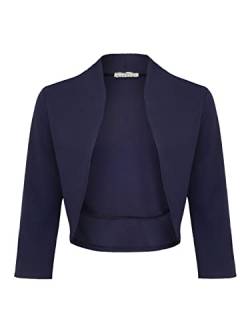 DANAEST Damen Bolero Festlich Strickjacke Elegant Schulterjacke 3/4 Ärmel Kurz Top (708), Grösse:M, Farbe:Blau von DANAEST