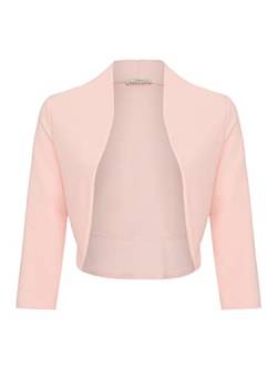 DANAEST Damen Bolero Festlich Strickjacke Elegant Schulterjacke 3/4 Ärmel Kurz Top (708), Grösse:M, Farbe:Rosa von DANAEST