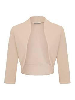 DANAEST Damen Bolero Festlich Strickjacke Elegant Schulterjacke 3/4 Ärmel Kurz Top (708), Grösse:XXL, Farbe:Beige von DANAEST