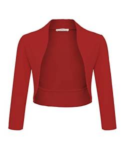 DANAEST Damen Bolero Festlich Strickjacke Elegant Schulterjacke 3/4 Ärmel Kurz Top (708), Grösse:XXL, Farbe:Bordeaux von DANAEST