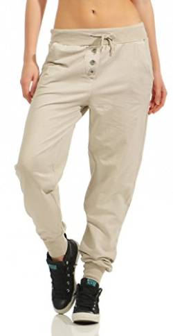 DANAEST Damen Freizeithose Sporthose Sweat Pants lang (623), Grösse:S / 36, Farbe:Beige von DANAEST