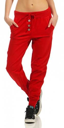 DANAEST Damen Freizeithose Sporthose Sweat Pants lang (623), Grösse:S / 36, Farbe:Rot von DANAEST