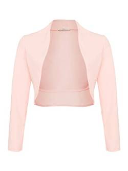 DANAEST Damen Langarm Bolero Festlich Strickjacke Schulterjacke Kurz Top (700), Grösse:M, Farbe:Rosa von DANAEST