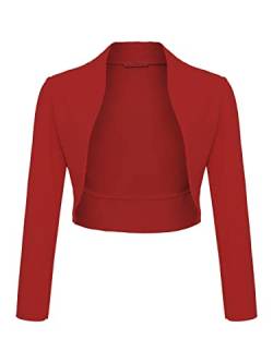 DANAEST Damen Langarm Bolero Festlich Strickjacke Schulterjacke Kurz Top (700) (as3, Numeric, Numeric_44, Regular, Short, Bordeaux, XXL) von DANAEST