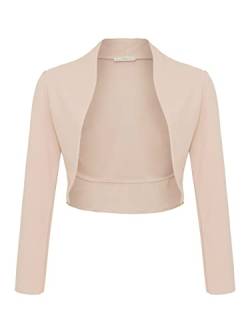 DANAEST Damen Langarm Bolero Festlich Strickjacke Schulterjacke Kurz Top (704), Grösse:L, Farbe:Beige von DANAEST