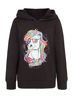 DANAEST Funny Hoodie Einhorn Pullover Kinder für Jungen und Mädchen Langarm Alter 6-16 (690) (Schwarz, 128) von DANAEST