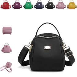 Fashion Nylon Backpack Lightweight Handbag Satchel, Nylon Backpack Purse for Women (Black) von DANC