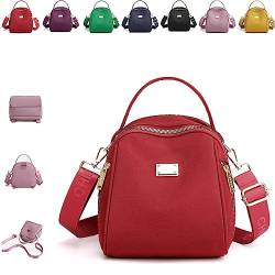 Fashion Nylon Backpack Lightweight Handbag Satchel, Nylon Backpack Purse for Women (Wine) von DANC