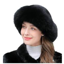 Fashion Sweet and Cute Warm Thick Fisherman Hat Basin Hat,Women's Winter Furry Hat, Winter Russian Faux Fur Hats (Black,Free Size) von DANC