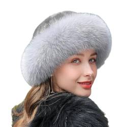 Fashion Sweet and Cute Warm Thick Fisherman Hat Basin Hat,Women's Winter Furry Hat, Winter Russian Faux Fur Hats (Gray,Free Size) von DANC