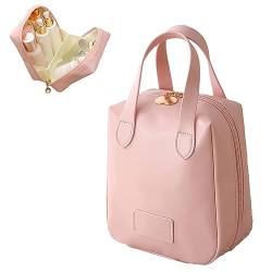 Premium Makeup Bag, PU Leather Portable Large Capacity Travel Cosmetic Toiletry Bag for Women, Makeup Bag Organizer Travel, Make Up Bag Organizer Bag (Pink) von DANC