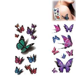Trendy 3d Tattoo Stickers, Stickers Colorful Tattoo Easy Removal Stickers Trendy Wall Sticker Pack for Girl, Realistic Butterfly Waterproof Long Lasting Temporary Tattoo Cover Up (2Pcs-D) von DANC
