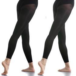 DANCEYOU 2 Paare Ballettstrumpfhose Tanzstrumpfhosen für Mädchen Kinder und Damen Leggings Schwarz L von DANCEYOU