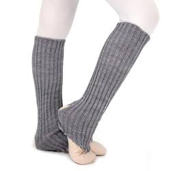 DANCEYOU Ballett Stulpen Mädchen Kinder Tanzstulpen Ballettstulpen mit Fersenloch Leg Warmers 40cm für Tanzen Sport Yoga Grau von DANCEYOU