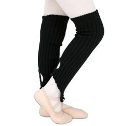 DANCEYOU Ballett Stulpen Mädchen Kinder Tanzstulpen Ballettstulpen mit Fersenloch Leg Warmers 40cm für Tanzen Sport Yoga Schwarz von DANCEYOU