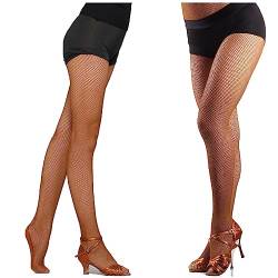 DANCEYOU Professionelle Netzstrumpfhose Latin Fischnetz Tanzstrumpfhose Fishnet stockings Strumpfhose für Mädchen und Damen Orangebraun LA von DANCEYOU