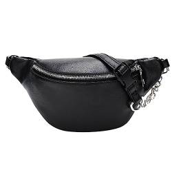 Bauchtasche Frauen Taille Fanny Pack Dame PU Leder Urlaub Geld Gürtel Brieftasche Bum Reisetasche Handytasche, Schwarz von DANETI