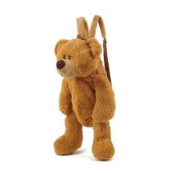 DANETI Rucksack 13 Modelle Teddy Bear Rucksäcke Plüsch Erwachsene Bär Rucksack Plüsch Koala Frauen Tasche Geschenk Für Mädchen, Dunkelbrauner Bär von DANETI