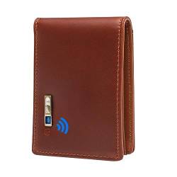 Herren Brieftaschen Anti-Lost Brieftasche Echtes Leder Männer Brieftaschen Weiche Bluetooth-kompatible Leder Geldbörse Herren Geldbörse, braun von DANETI