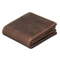 Herren Brieftaschen RFID Blocking Männer Brieftaschen Vintage Echtes Leder Brieftasche Männlichen Münze Geldbörse Kurze Brieftasche, braun von DANETI