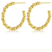 DANIEL CLIFFORD Paar Creolen 'Jolie' Damen Creolen Ohrstecker 925 Sterlingsilber 18 Karat Gelbgold vergoldet twisted hoops, 24mm (inkl. Verpackung), Creolen Ohrringe gedreht, haut- und allergiefreundlich von DANIEL CLIFFORD