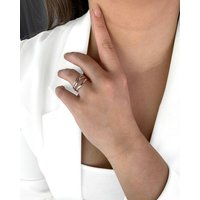 DANIEL CLIFFORD Silberring 'Hailey' Damen Ring Silber 925 rhodiniert (inkl. Schuckbox), Silberring größenverstellbar für Frauen, Statement-Ring mehrreihig von DANIEL CLIFFORD