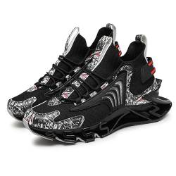 Laufschuh-Trainer for Herren, Fashion Blade Sneakers Fly Woven Mesh Outdoor-Sportschuhe Fitness-Dämpfungsschuhe (Color : Black, Size : 38 EU) von DANIOS